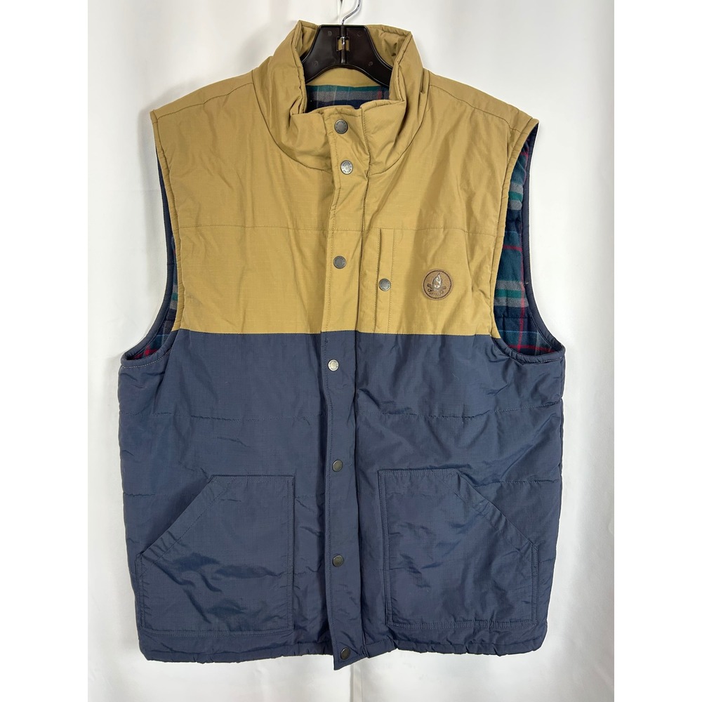 HippyTree Hunter Series Tan Blue Ripstop Flannel Gorpcore Lined Vest XL